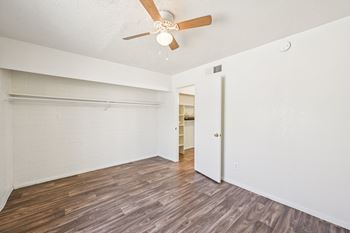 Room with a ceiling fan 